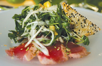 A shaved ahi tuna salad by Abigail Kirsch.