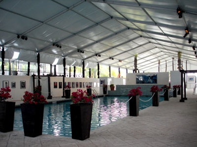 The Doubletree Surfcomber Hotel's pool served as the centerpiece of the photography exhibit.