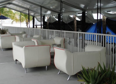 Rooftop seating areas overlooked the exhibit space below.