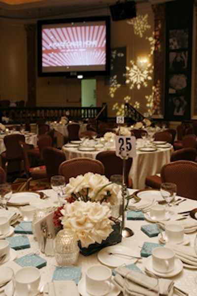 An oft-used room got a fresh look with snowflake gobos.