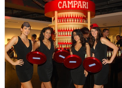 The Campari girls served Campari cocktails to guests throughout the night.