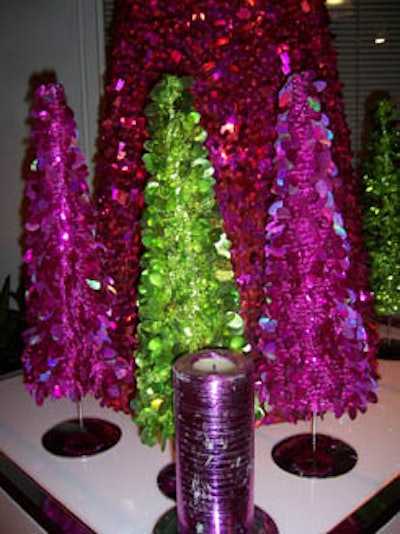 Tinsel trees and candles in bright colours decorated the front entrance.