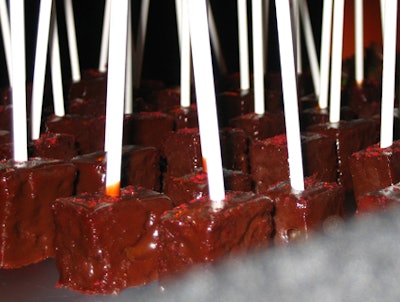 Chocolate fudge lollipops were among the desserts served by the hotel.