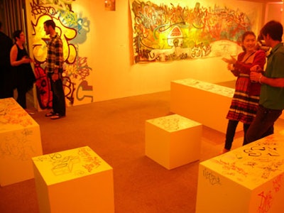 Blank cubes were available for guests to lounge on-or draw on, if the graffiti vibe struck them.
