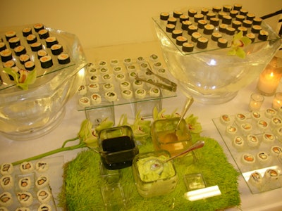 Mena Catering served a variety of sushi rolls for guests to enjoy.