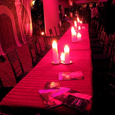 Candlelit sit-down tables were set outside the room where the tasting was held.
