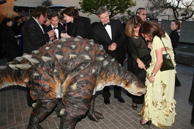 Manned dinosaur puppets interacted with guests at the Natural History Museum of Los Angeles County's Dinosaur Ball.