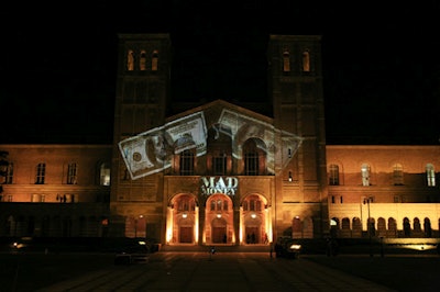 A gobo of the movie's title decked Royce Hall.