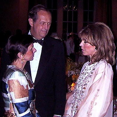 Bill Bradley, and his wife, Ernestine, spoke to Queen Noor Al Hussein of Jordan before the Gilda's Club benefit in the Waldorf=Astoria's recently renovated Starlight Roof.
