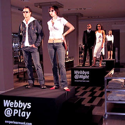 Models showed off outfits being raffled off as part of a party celebrating the Webby Awards nominations at the Emporio Armani store on Madison Avenue.