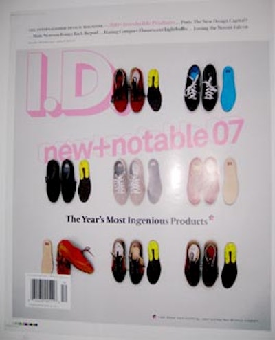 A poster of the I.D. cover featuring the NB Inside Collection hung near the party entrance.