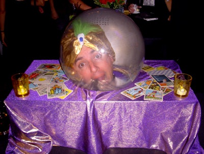 Adding a unique entertainment element to the cocktail party, Wise Guys provided interactive sorcerer's head.