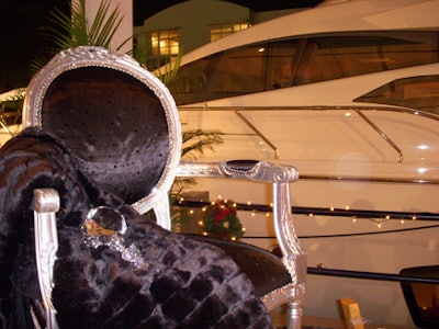 Koncept Events used rich fabrics like faux fur and oversize diamond replicas to convey the lavish-lifestyle theme.