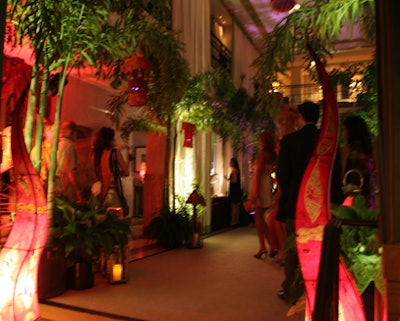 The lobby of the hotel was complete transformed with tall palm trees, exotic flowers, belly dancers, and an acrobat.