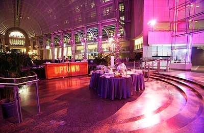 The mezzanine-level bar offered guests a bird's-eye view of the event.