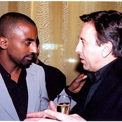 Aquavit's Marcus Samuelsson and Daniel's Daniel Boulud chatted at Bon Appetit's Chefs' Night Out party.