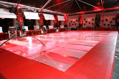 A plexiglass dance floor covered the pool.