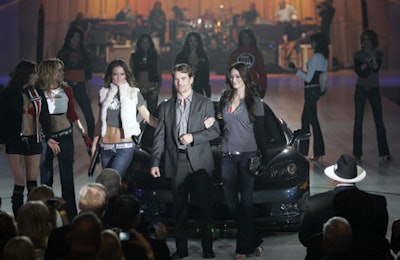 Nascar driver Jeff Gordon walked the runway.