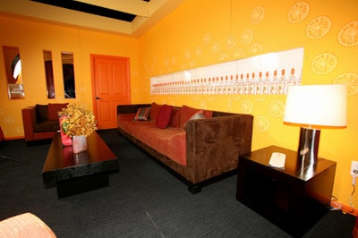 The Ohranj suite, featuring citrus-colored decor and lighting, provided additional space for guests to lounge.
