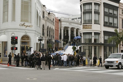 The spectacle at the Two Rodeo shopping complex drew curious passersby.