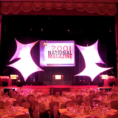 Image Zone's set at the National Magazine Awards in the Waldorf=Astoria's Grand Ballroom included stretched fabric and screens.