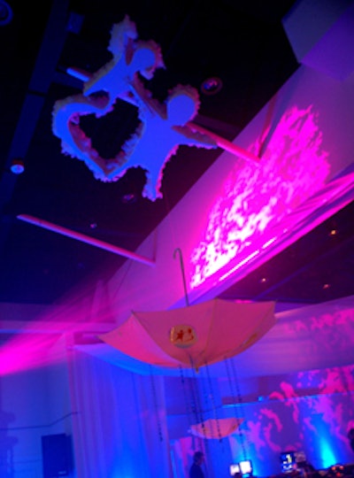 Foam-core clouds were shaped into the Big Brothers Big Sisters logo within the dream-themed ballroom.