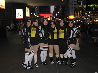 The Michael Alan Group's street teams wore referee-style gear and passed out fake tickets in prompting people to attend the event.
