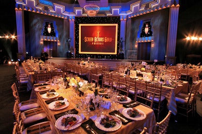 At the SAG Awards, unlike at the Oscars, guests dine during the ceremony.