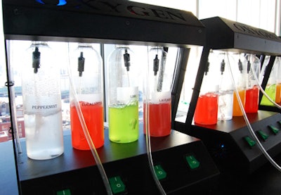 An oxygen bar emphasized the sky motif and added an additional activity for guests.