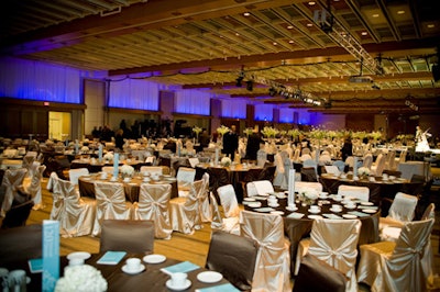 Decor With Grandeur dressed tables in rich brown and gold linens.