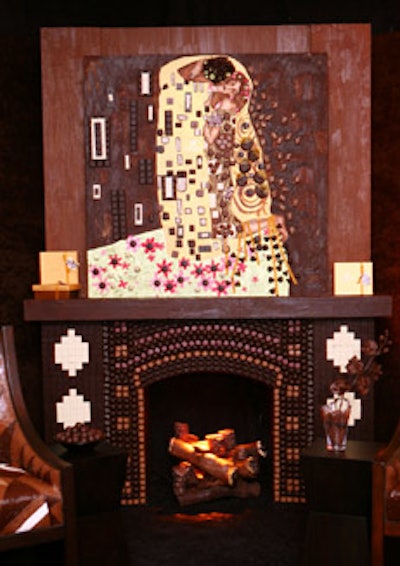 Abel reinterpreted Gustav Klimt's 'The Kiss' using chocolates from Godiva's Gold Collection and dip-dried fruits to create the standout piece in the Decadence Suite.