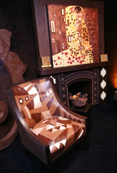 Abel used chocolate-looking fabrics with real chocolate to make the furniture look delectable.