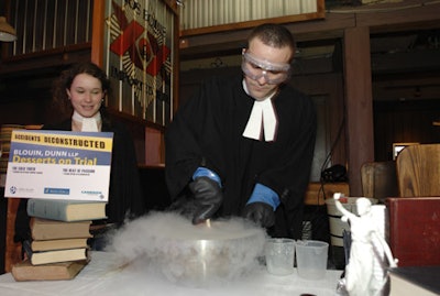 Liquid nitrogen was added to a bowl of cream, sugar, and vanilla to create instant ice cream.