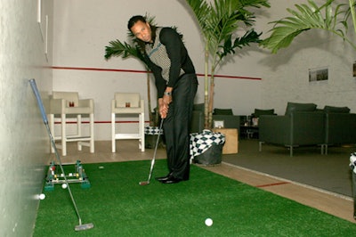 Waterside Sports Club supplied the putting green for the preppy lounge.
