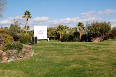 Celebrities and athletes at the hole-in-one event teed off in the property's back yard.