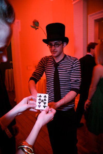 A magician was one of the many entertainers completing the evening's circus theme.