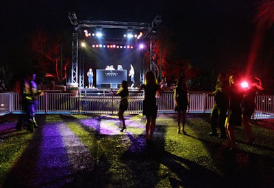 Maxim created a floating (albeit wobbly) dance floor in the Fairmont pool.