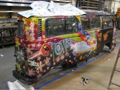 Brown and Showman Fabricators gutted the Volkswagen buses for the show.