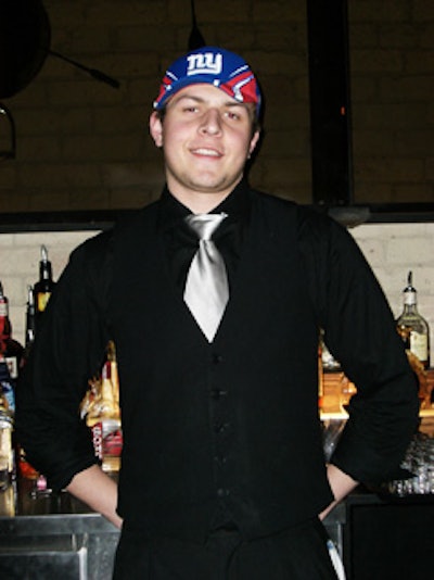 Servers wore New York Giants hats in honour of the team's Super Bowl win.