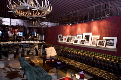 Covered in tartan fabric, this season's V.I.P. lounge references the designs and styles from Sex and the City and its stars.