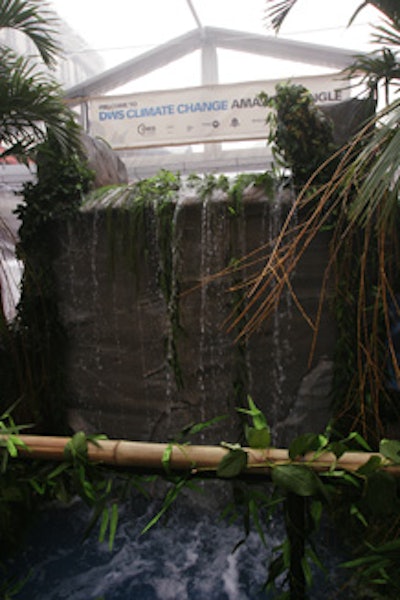 The 15-foot waterfall used 4,500 gallons of filtered water, which was dumped into the East River after the event.