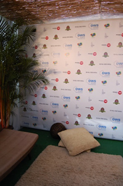 The step-and-repeat area also featured couches where DWS executives could conduct interviews with the media.
