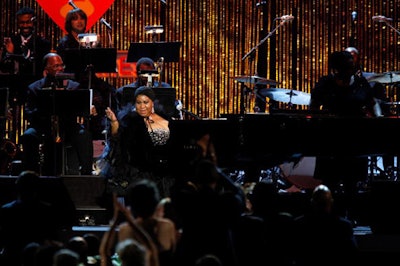 Aretha Franklin performed at the MusiCares's fund-raiser.