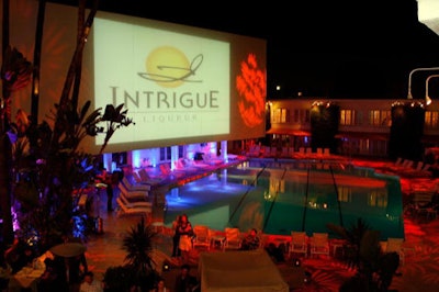 Red lighting and giant gobos set the scene at the Beverly Hilton.