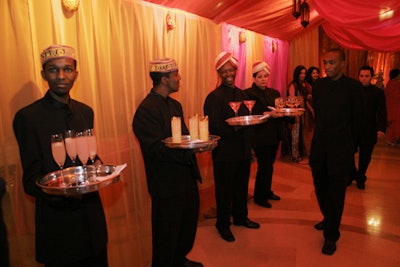 Staffers in Indian garb greeted guests with signature cocktails.