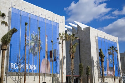 BCAM's Wilshire Boulevard facade will feature a rotating series of artwork; the inaugural banners are by John Baldessari.
