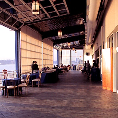 The cocktail area of the Lighthouse at Chelsea Piers provided beautiful views of the Hudson River and the Jersey shore.
