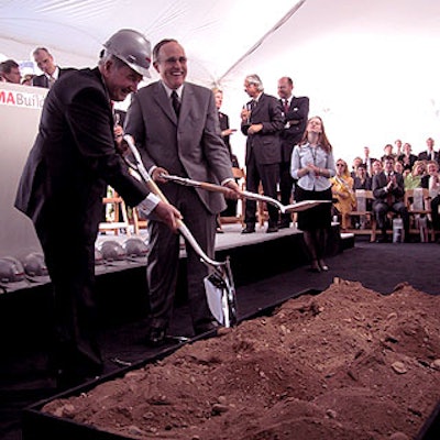 David Rockefeller, the Museum of Modern Art's chairman emeritus, and Mayor Rudy Giuliani appeared at the MoMA's renovation groundbreaking ceremony.