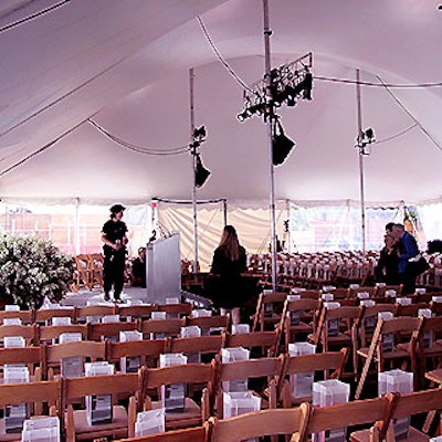 Robert Isabell Inc. erected the tent from Starr Tents for the event. Chairs were provided by Party Rental.