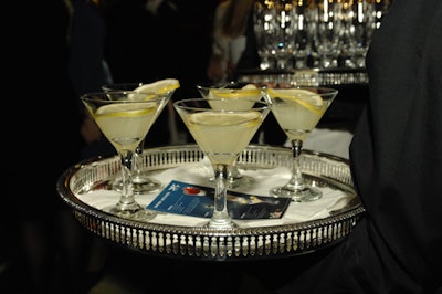 Caterwaiters served three signature cocktails, including lemon drop martinis.